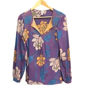 VTG Sweet Pea by Stacy Frati Mesh Top Whimsigoth Boho Floral Blouse Large Reteo